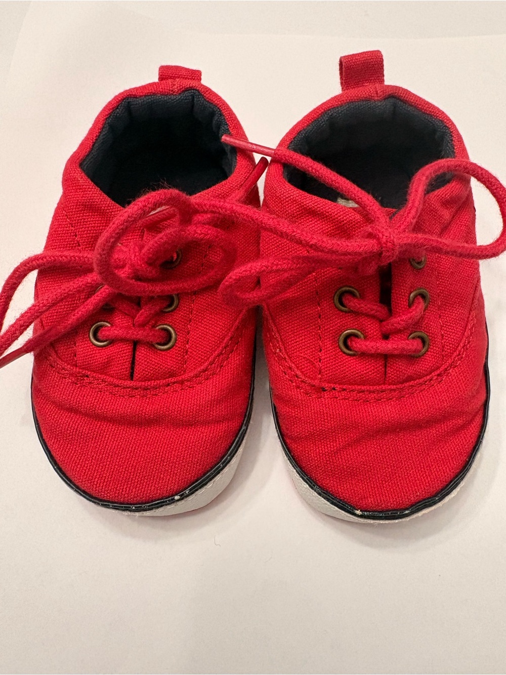 Polo by Ralph Lauren Red Canvas Baby Lace-Up Sneakers